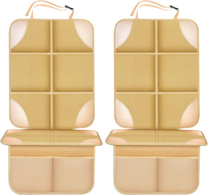 Car Seat Protector, Non-Slip Padded Backing Will Not Leave Imprint, Thickest Carseat Seat Protector for Child Car Seat 2 Pack for SUV, Sedan, Truck, Leather Car Seat 15Mm (Beige)